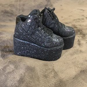 Black Glitter Platform Shoes